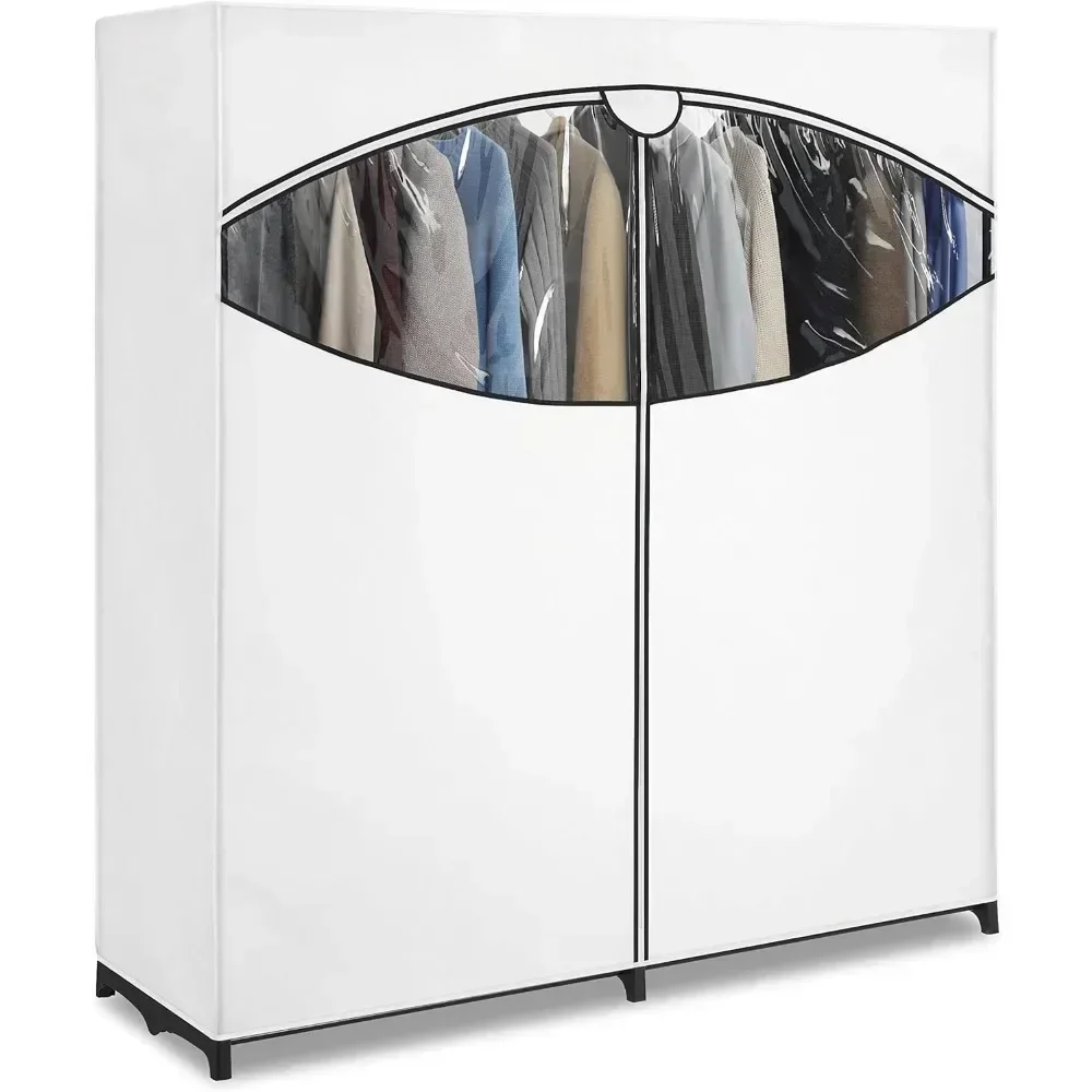 #For Extra-Wide Clothes Closet, 60” with, White Cover  bedroom furniture  wardrobes&