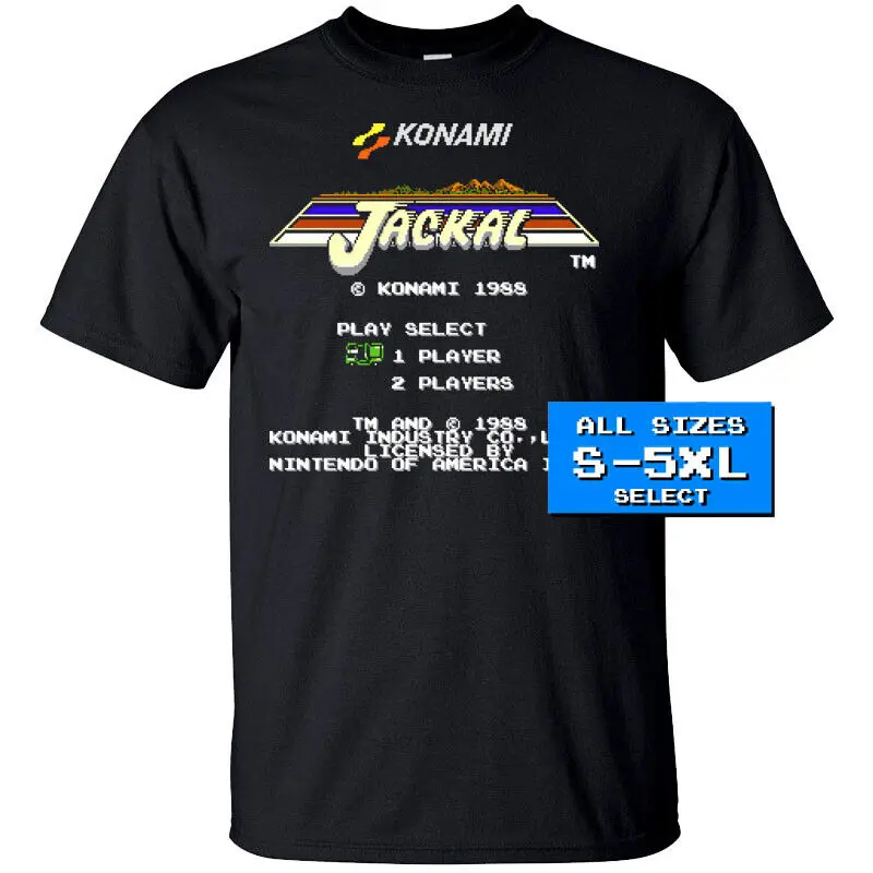 Jackal Nes Start Screen T Shirt BLACK all sizes S-5XL 100% cotton