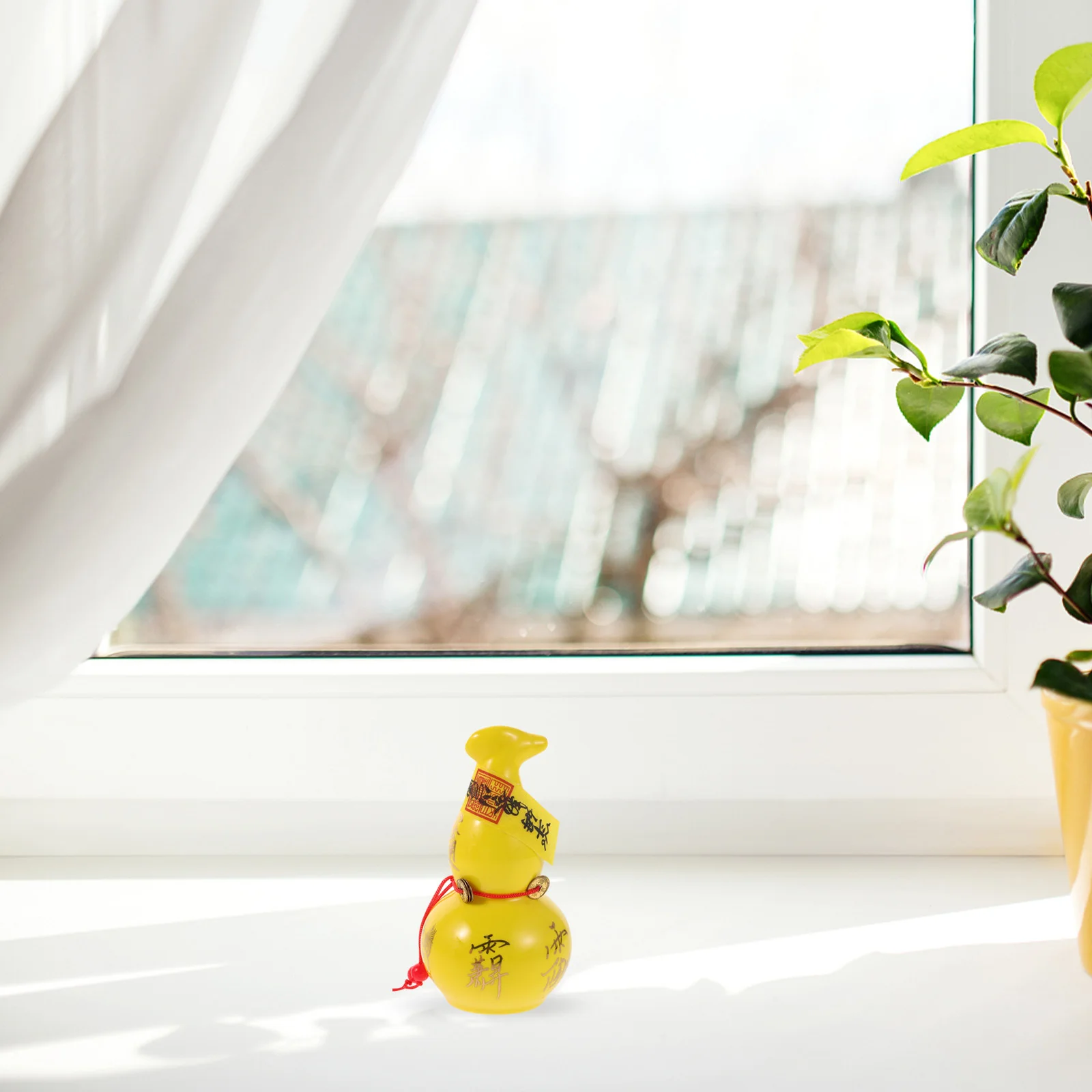 

Wu Lou Gourd Ornament in Ceramic - Embedded with Five Emperor Money - Traditional Chinese Decorative Charm for Luck Wealth and