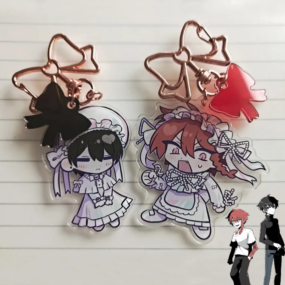 Game Zeno Tsugino Haru Maeno Aki KuroAka Cosplay Keychain Acrylic Keyring Bag Pendant Bowknot Key Chain Unisex Accessory Props