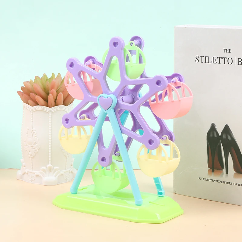 1Pc Zufällig Kunststoff Rotierenden Riesenrad Modell Spielzeug Puppe Haus Vergnügungspark Dekor Einrichtung Zubehör