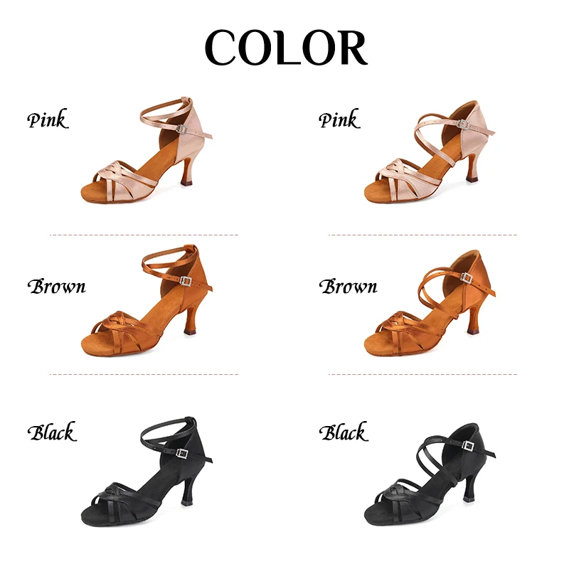 SWDZM SILK Women Latin Dance Shoes Ballroom Indoor Dancing Shoes Salsa Tango High Heel Soft Bottom Latin Shoes For Girls Ladies