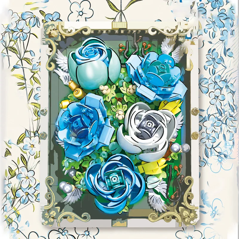 

Jiexing JJ9028-29 Creative Series Simulation Flower Ocean Heart Midsummer Appointment Model Children's Building Blocks