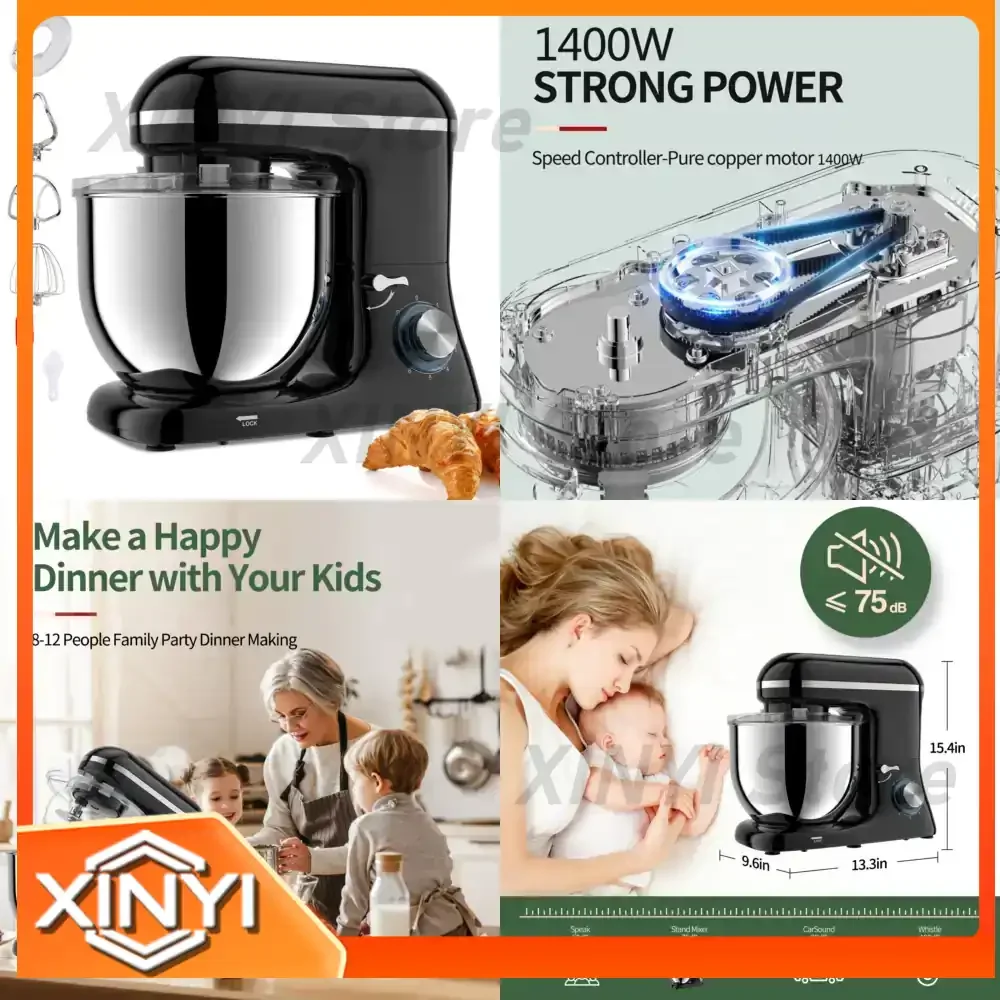 Multifunctional Stand Mixer for Home Use Dough Mixer Electric Kitchen Machine with Whisk Attachment for Baking Cooking for