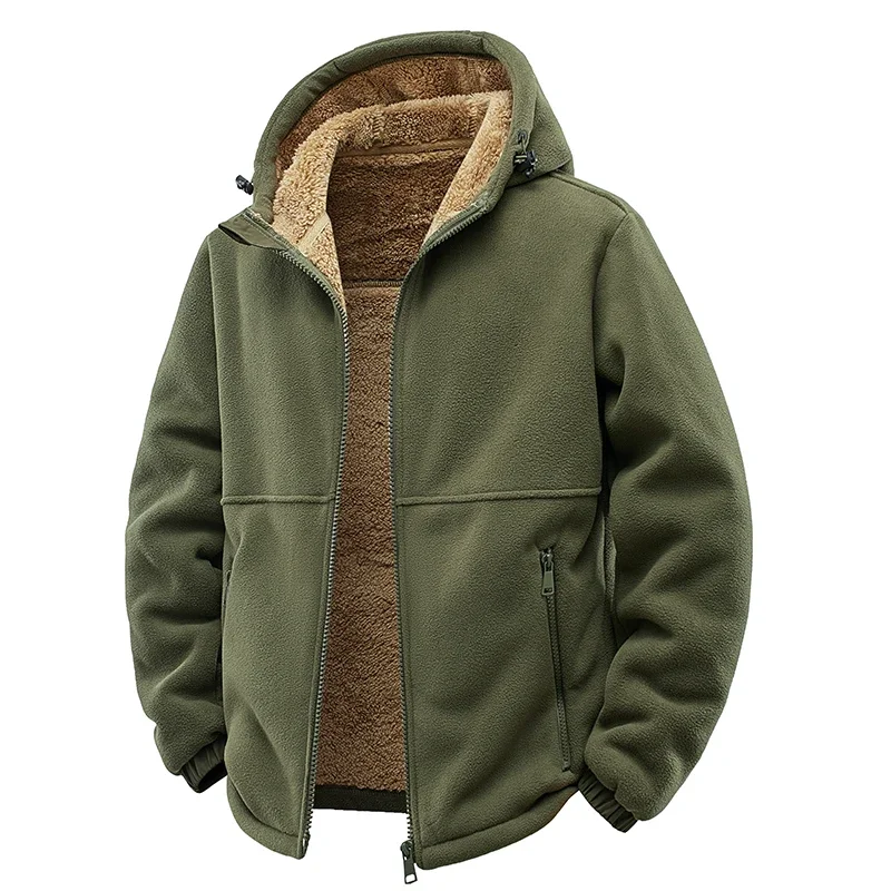 Lamb Wool Jacket Men and Woman Winter Pure Color Plush Lined Cardigan Hoodie Thicken Warm Jackets Long Sleeve Zipper Sweatshirts