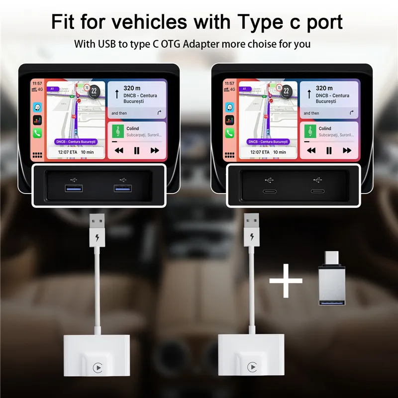 Wireless CarPlay Adapter For Apple Wired to Wireless 5GHZ Carplay Dongle Plug And Play USB Connection Auto Car Adapter