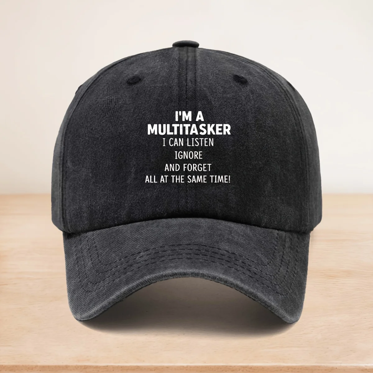 A Baseball Cap with the Print I'A Multitaske, a Washable Trucker Hat Suitable for All Seasons, Unisex Sports Camping Hat, Adjustable Size, Curved Brim, Soft Top That Doesn'T Press on the Head, Casual Hat, Lightweight, Durable, Easy to Care For, Fashionable and Versatile, Outdoor Vacation, Personalized Street Hip-Hop Hat