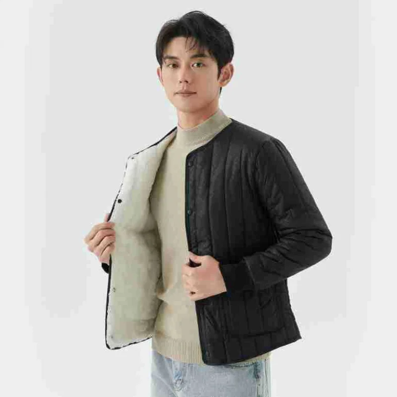 

Мужская бархатная зимняя куртка Lamb ort Thiened Fce, внутренний теплый топ, хлопковое стеганое пальто Faion Urban Sle, повседневная одежда