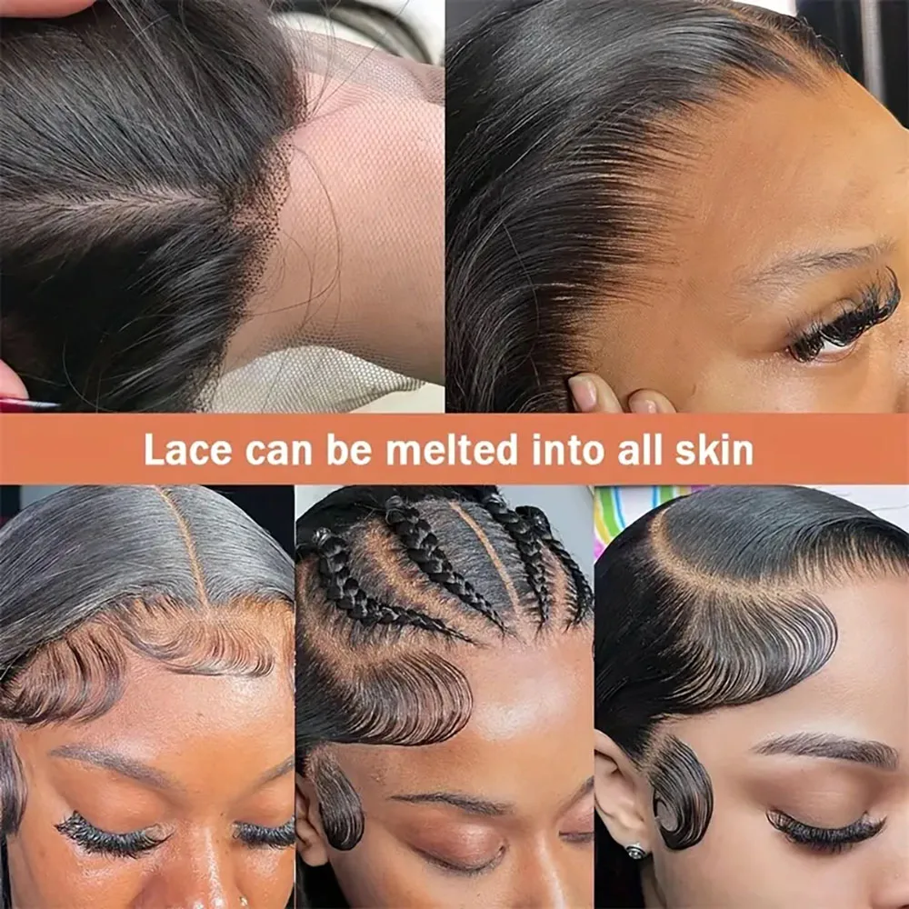 13x4 ตรงโปร่งใสลูกไม้ด้านหน้าวิกผมผมมนุษย์ Pre Plucked ความหนาแน่น 200% วิกผมสําหรับผู้หญิงผมเด็กสีดําธรรมชาติ