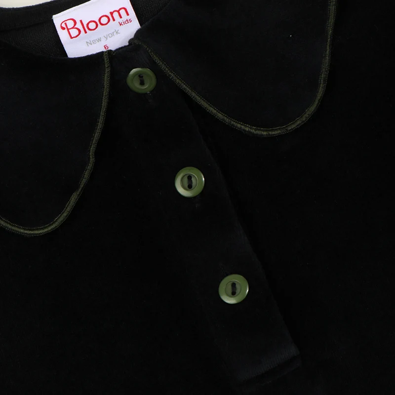 Vestiti invernali per neonati e bambini neonata inverno 2 pezzi set pantaloni per bambini vestiti per bambini ragazza velluto nero con collo verde