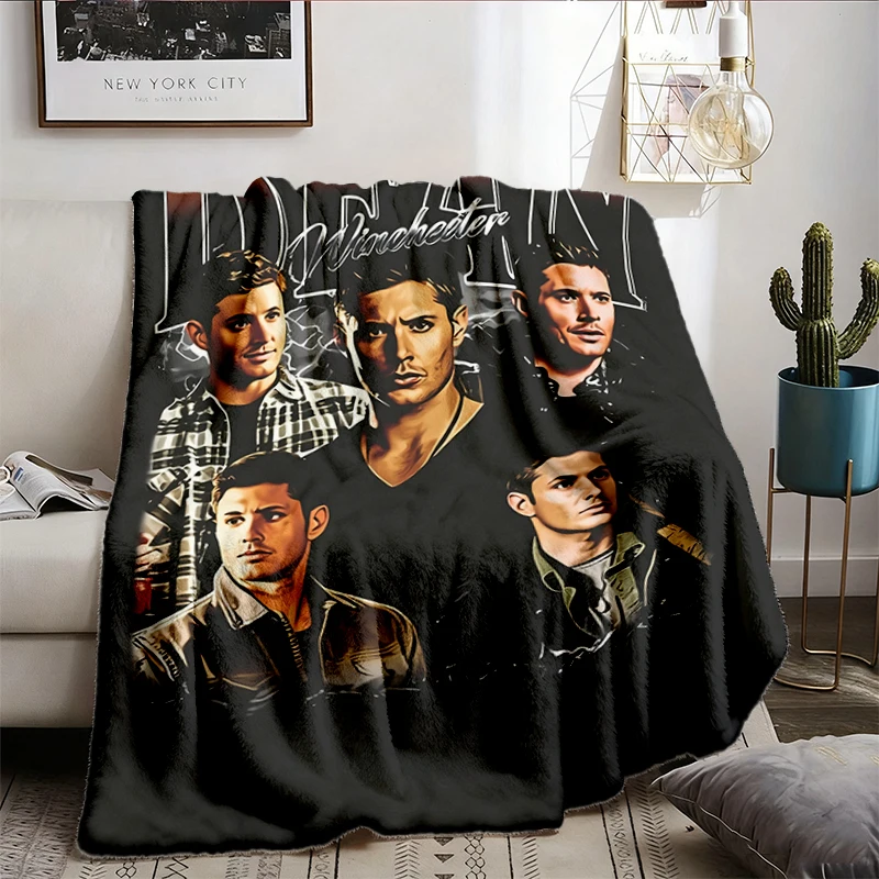 Retro 90s  Dean Winchester Flannel Blanket, Dean Winchester Vintage Flannel Blanket