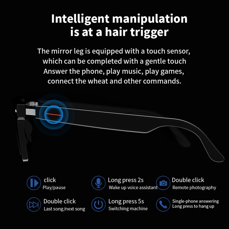 Drahtlose Bluetooth 5,0 Brille mit Kopfhörern Freis prec heinrich tung Musik Foto Smart Brille 1Set