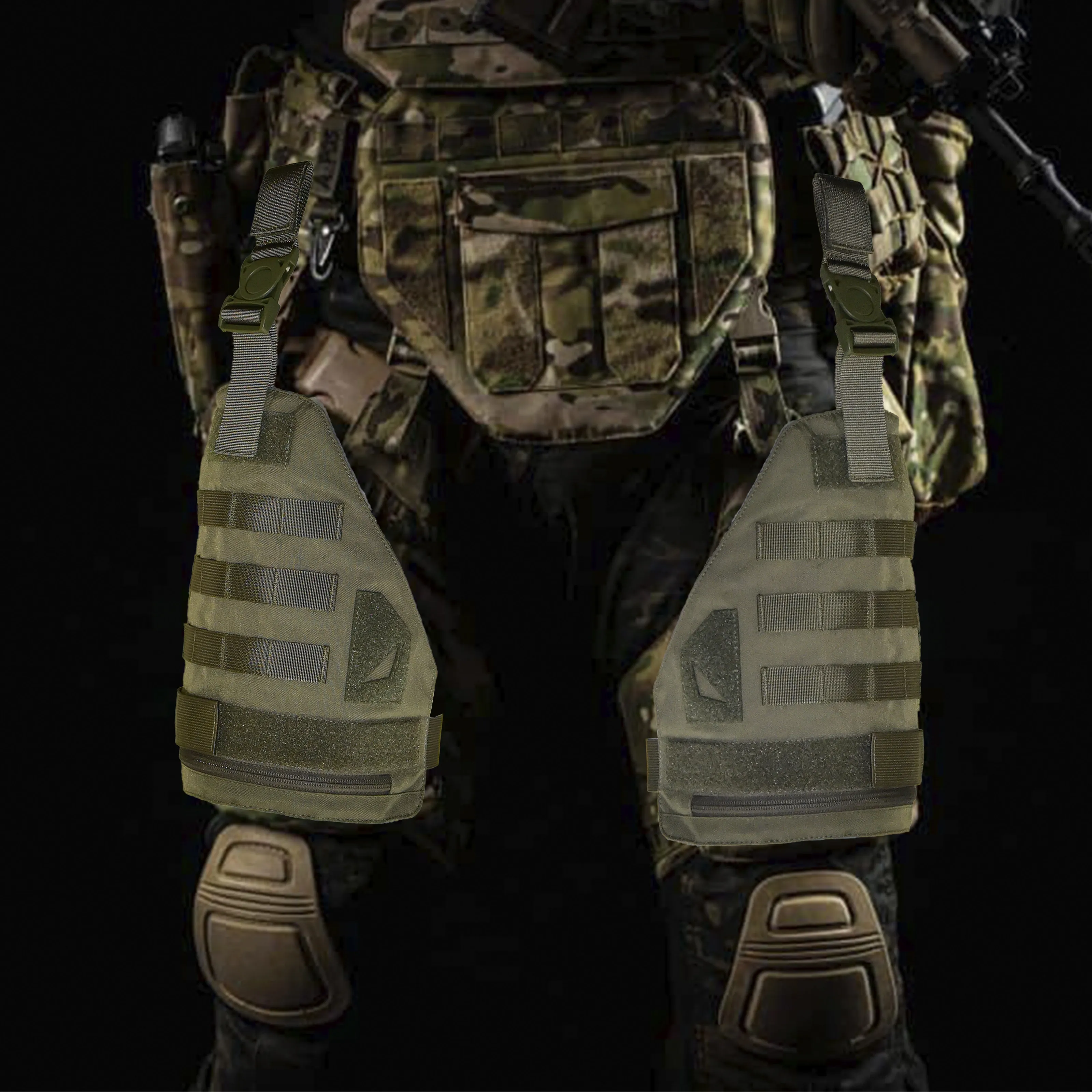 YCTAC Tactical Thigh Guard Detachable Leg Protector with Rotating Buckle MOLLE Strap for CS Airsoft Shooting Paintball Gear 3