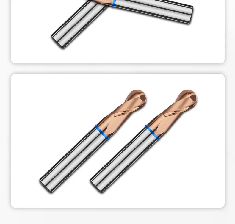 AZZKOR Bronze-Schaftfräser mit Hartmetallbeschichtung, 2-F-Kugelkopffräser für CNC-Hartmetallfräser, Werkzeuge TGB-HRC65 – Detail 18
