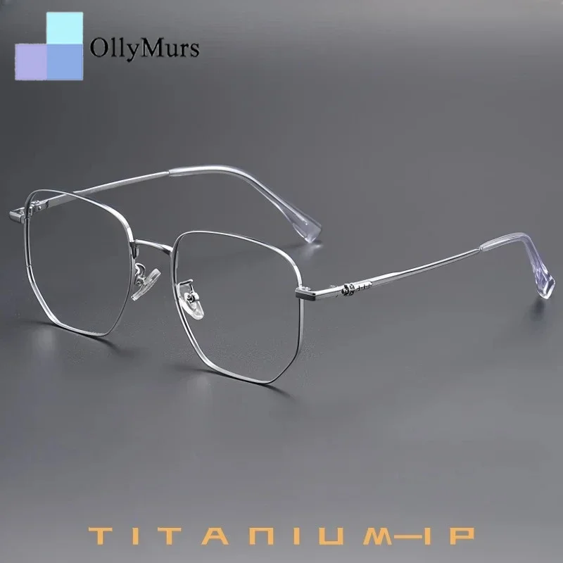 

OLLYMURS перо свет современный титановый сплав модные мужские и женские стеклянные оправы многоугольник ретушь лицо большой размер оптические очки