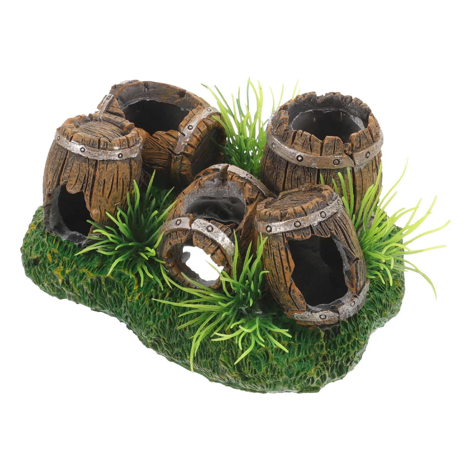 Fish Tanks Wine Barrel Resin Ornaments Hiding House Aquarium Shrimp Shelter Wooden Habitat Cave Decor