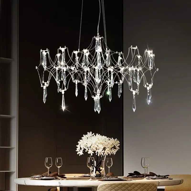 Starry Crystal Chandelier Living Room Lamps Luxury Modern Hotel Villa Duplex Bedroom Restaurant Fireflies Ceiling Light