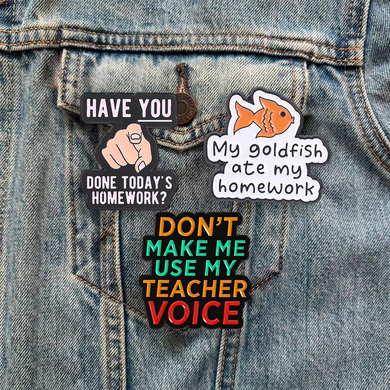 Broches et badges émaillés pour enseignants et étudiants, motifs 'Skelettes' et 'Pommes', 'PROGRESS over PERFECTION', bijoux inspirants pour éducateurs, cadeau