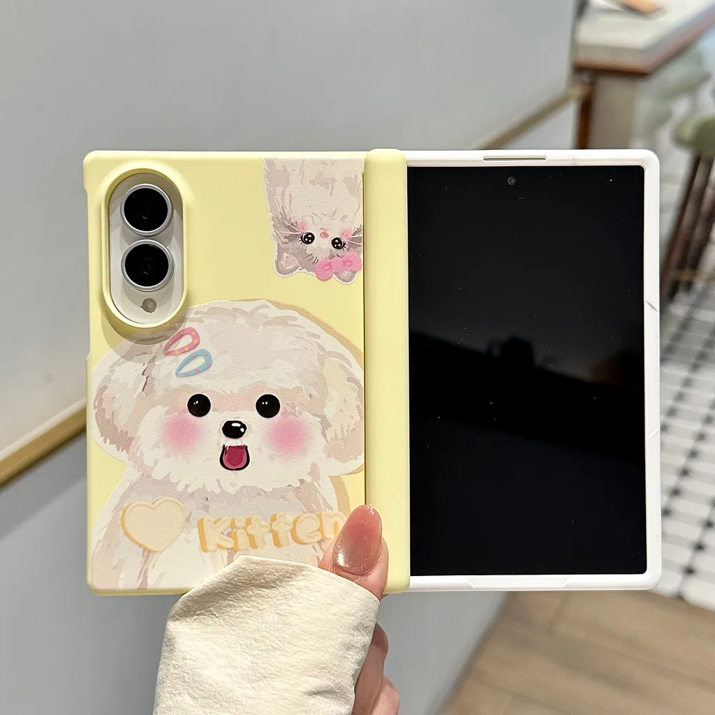 Cute Cartoon PC Hard Phone Case For Samsung Galaxy Z Fold 8 Wide Fold8 Wide 5G Full Protective Cover With Chain