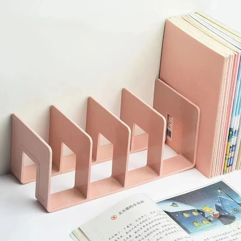 Four Frames Book Stand Morandi Acrylic Bookends Desktop Bookshelf Dividers Organizer for Countertop Study Room Office Folders