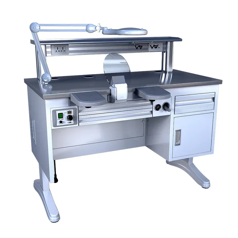 

Stainless Steel Technician Work Station Assembly High Density Fireproof Wood Table Workbench Dental Laboratory
