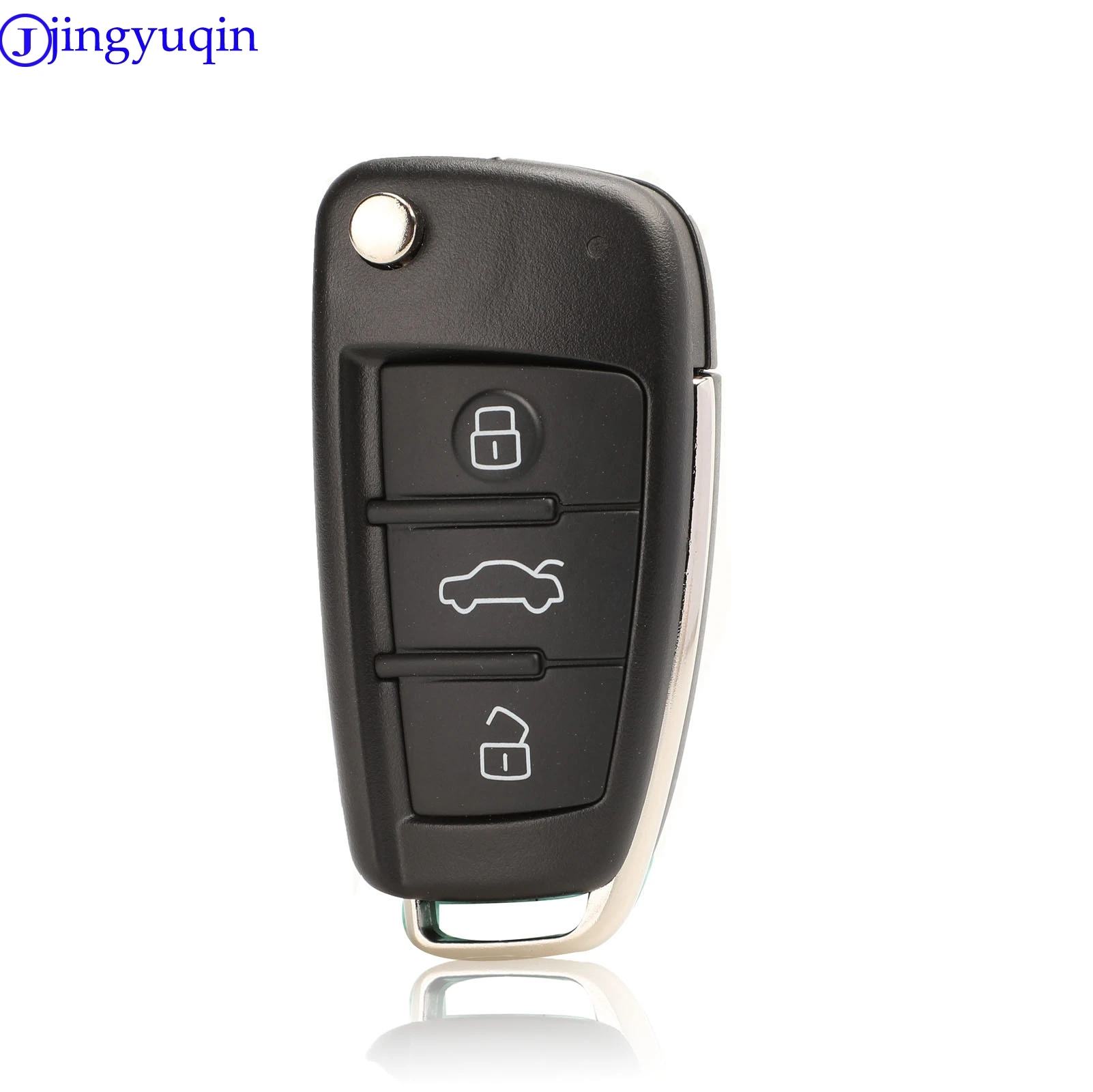 

jingyuqin 3 Button Folding Remote Flip Car Key Case Shell Fob For Audi A2 A3 A4 A6 A6L A8 Q7 TT Key Fob Case Replacement