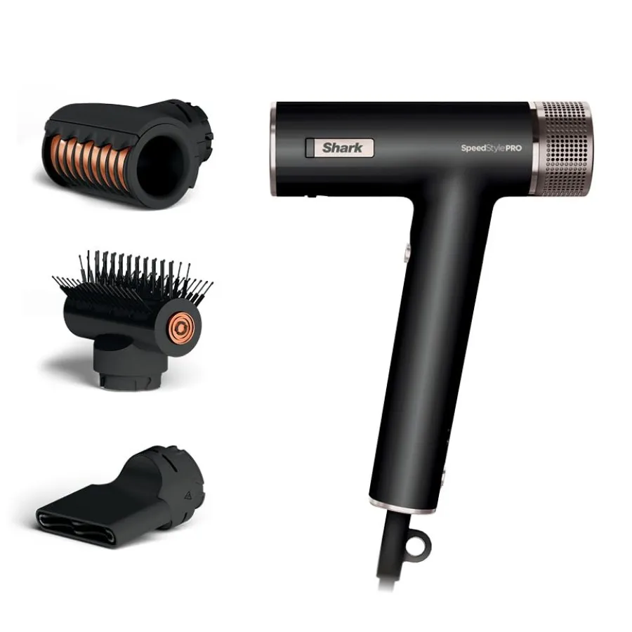 

Professional hair dryer for straight and wavy hair, lightweight ionic plastic in matte black, prevents heat damage with Scalp S