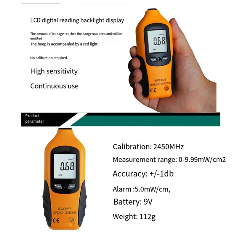 Medidor de radiación EMF y fuga de microondas AAAEL-HT-M2 con pantalla LCD digital fácil de leer