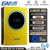 5.6kw MPPT Hybrid Solar Inverter 230VAC 120A Solar Charger PV Input 6kW 450VDC LED Ring Lights Built-in