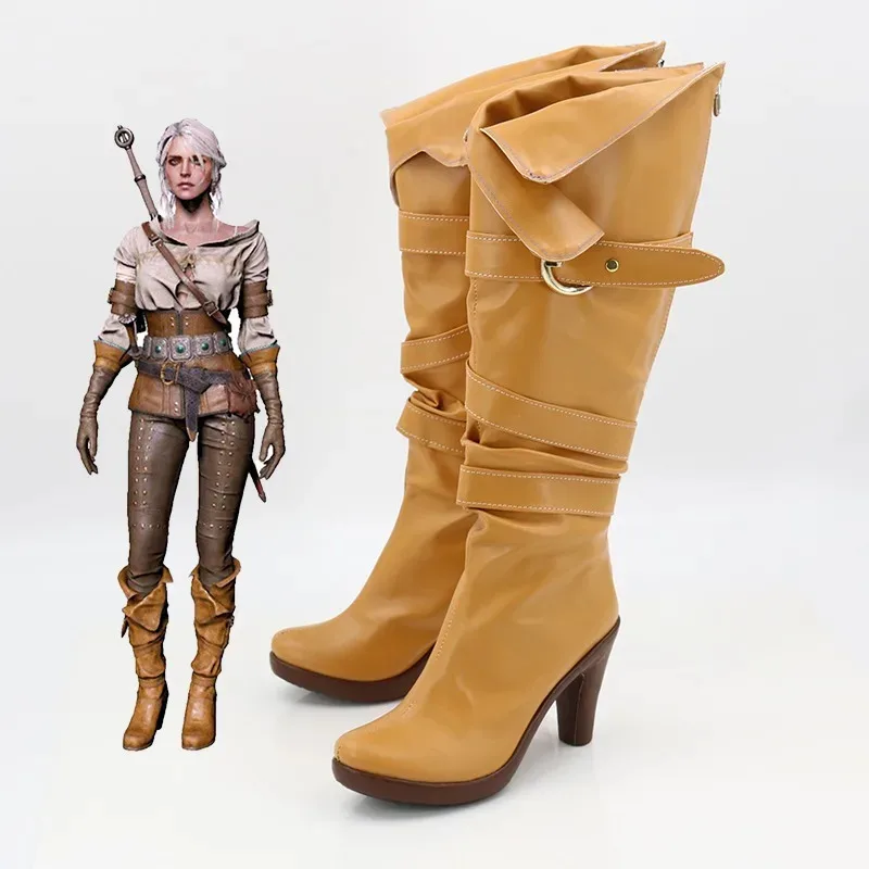 

25COSCiri Cosplay Shoes PU Leather Shoes Halloween Carnival Boots Cirilla Fiona Cosplay Props Custom Made