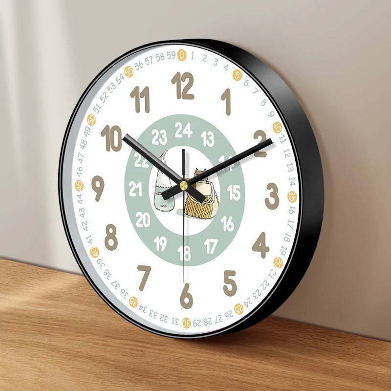 Reloj de Pared Vintage con Hoja de Ginkgo Azul Dorada, Silencioso, sin Tictac, con Marco de ABS, para Decoración del Hogar, Dormitorio o Sala de Estar