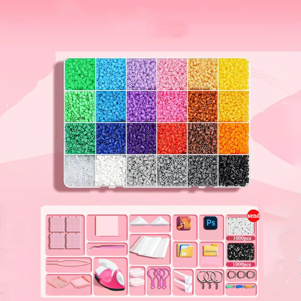 Kleurrijke Bean Splicing Materiaal Pakket DIY Strijkpapier Opstrijkbare Kraal Craft Kit Opbergdoos Pegboard Vellen Handwerk Speelgoed Kit