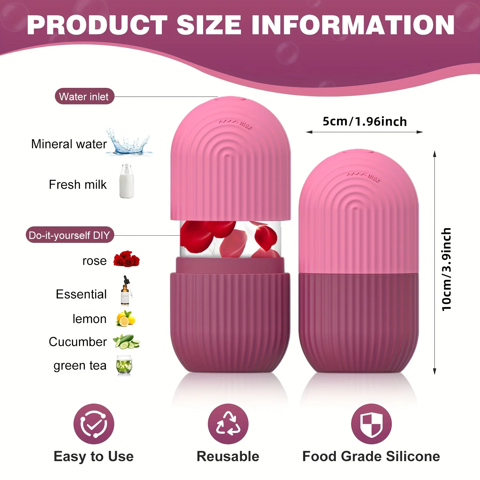 Face and Eye Ice Roller, Face Beauty Ice Roller, Facial Ice Massage Beauty Silicone, Reusable Leakproof Skin Care Tool