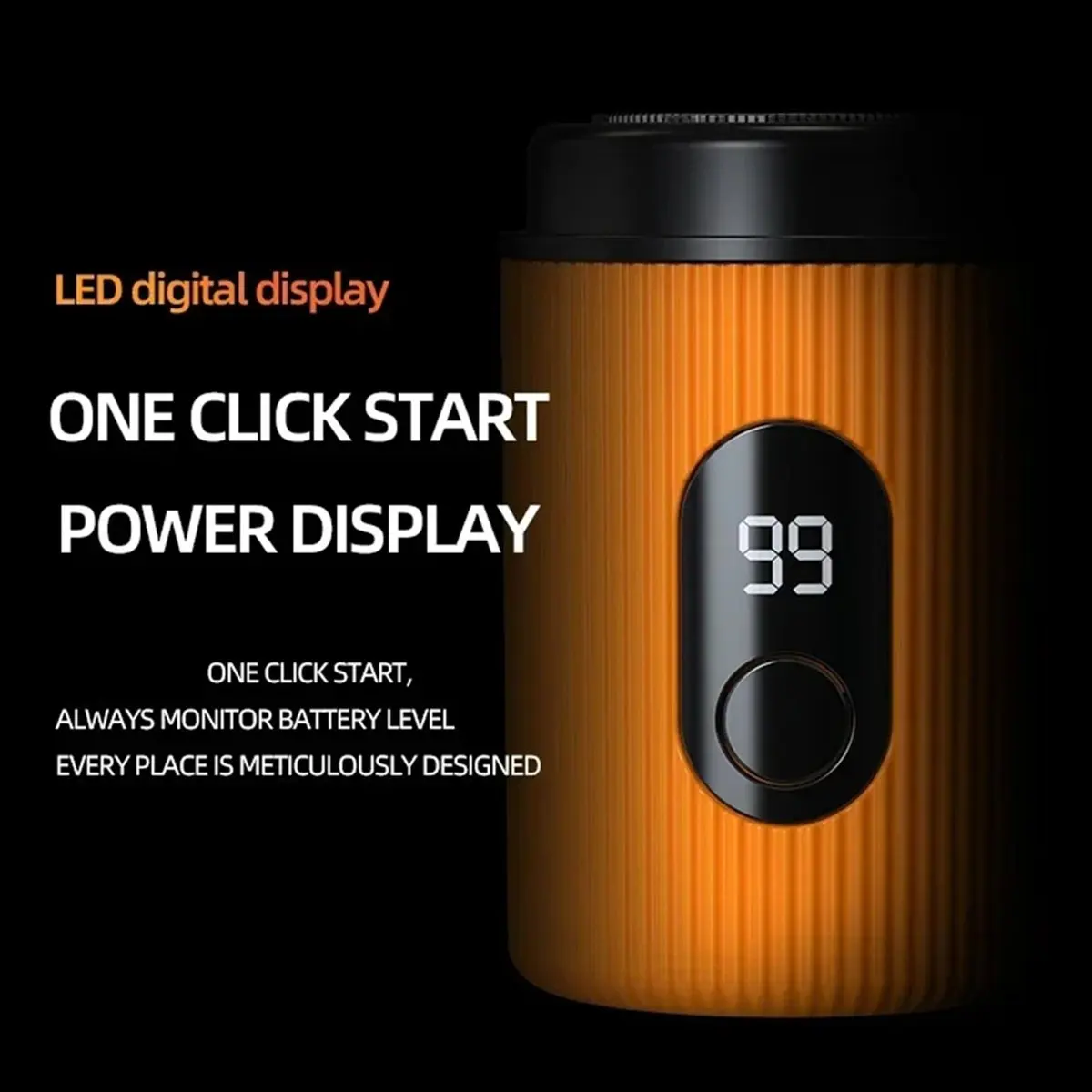 Dynamic Electric Shaver Portable USB Charging Smart Digital Display Men'S Shaver Easy Travel Facial Shaver Men'S Gift Orange