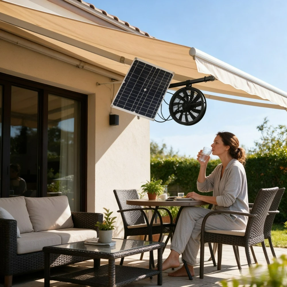 15W Waterproof Solar Panel Fan Kit Solar Powered Heat Dissipation Vent for Storage Shed Chicken Coop Dog Kennel Greenhouse Pet