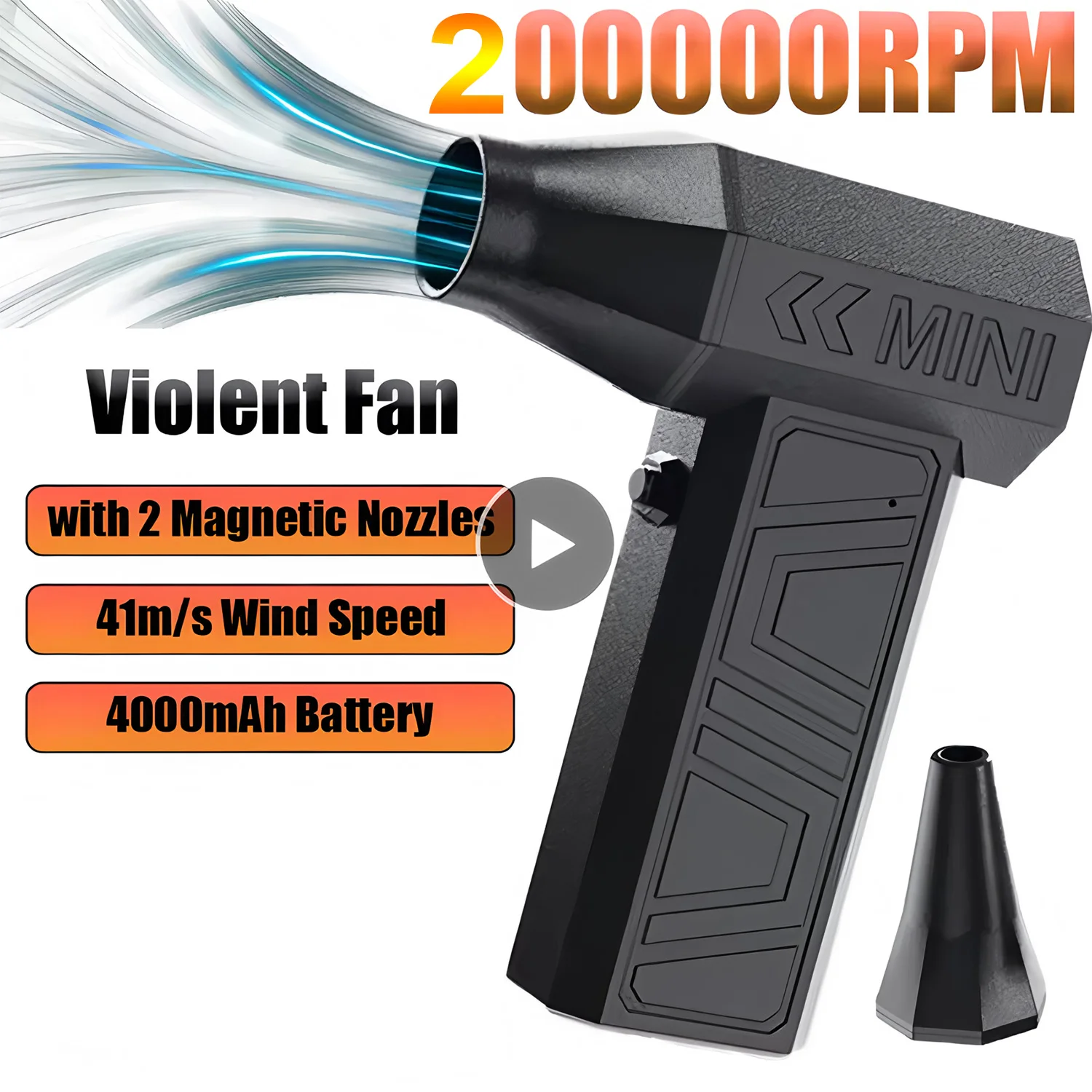 200000RPM Mini Turbo Jet Fan Electric Air Duster Adjustable wind speed Turbo Violent Blower Rechargeable with Light Car Cleaning
