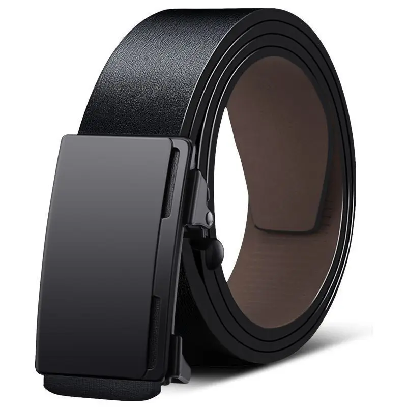New Genuine Men's PU Belt Luxury Brand Automatic Buckle Soft Belt Work Pants Denim Belt Business Fashion