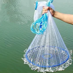 3M-7.2M Fishing Net Upgraded High Strength Line Steel Sinkers Cast Net American Style Small Mesh Hand-Throw Network Fishing Tool