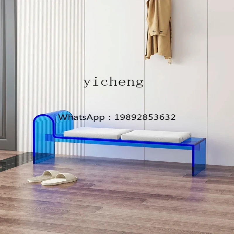 

TT transparent acrylic home shoe change stool clothing store long strip shoe stool fitting room