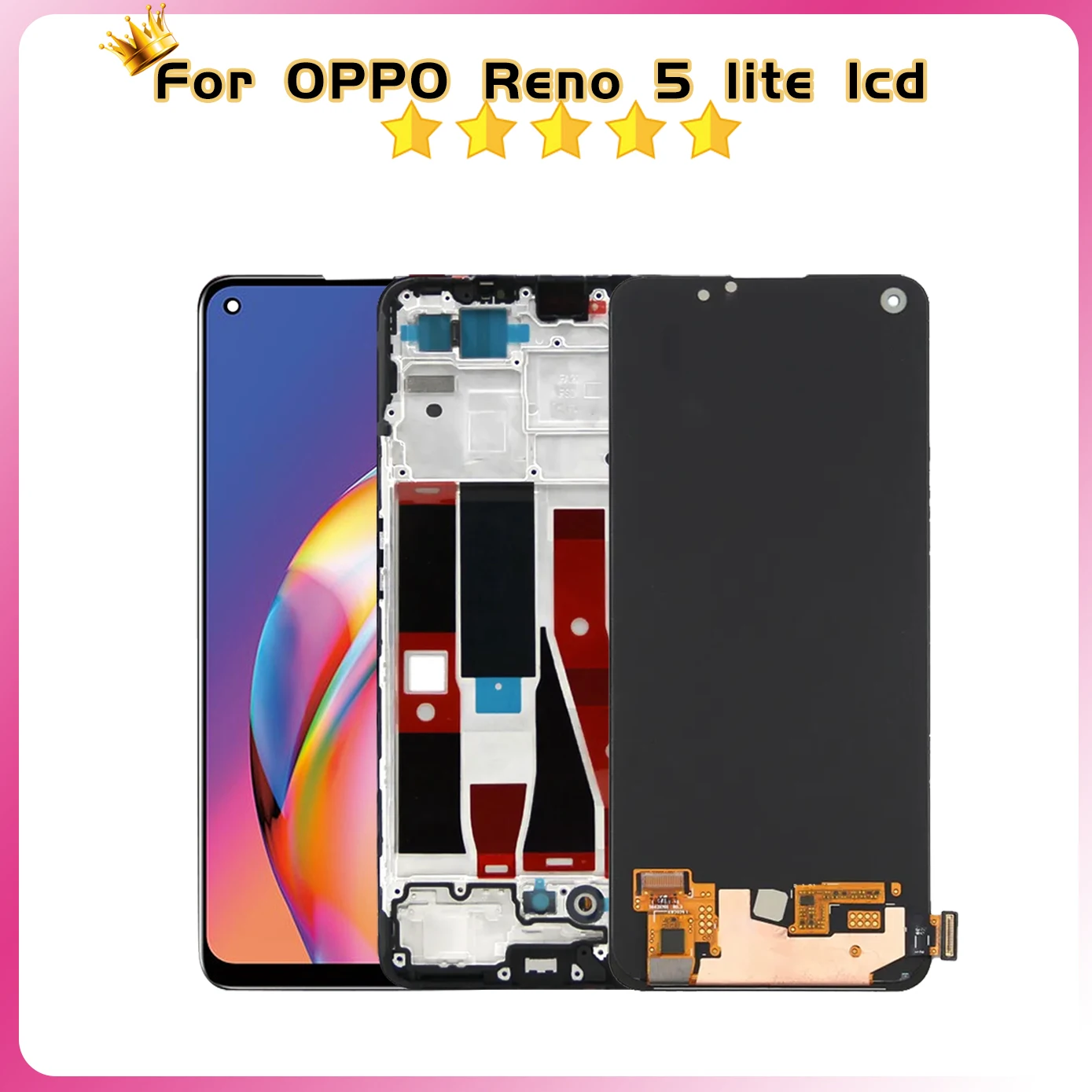 100% Tested 6.43\'\' For OPPO Reno5 Lite Screen Digitizer Assembly Replacement For Reno 5 Lite CPH2205 LCD Display Touch