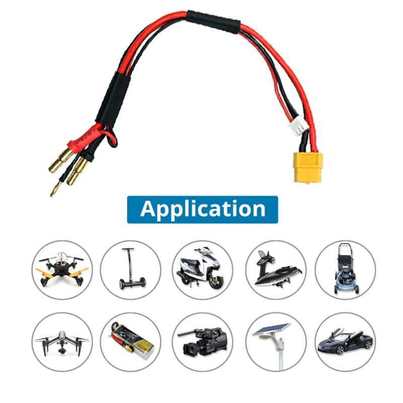 1/2 Pcs XT60 Female Charging Cable  for 2s Lipo Battery Car with 4mm/ 5mm Gold Connector Plug Adapter 14awg 20cm