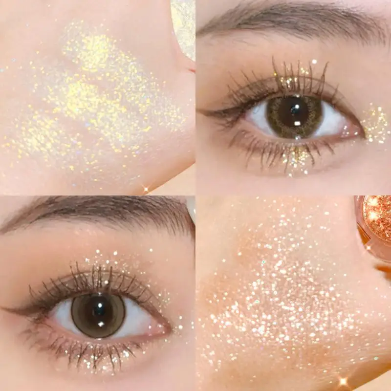 Xixi Monochrome Eyeshadow Palette Diamond Glitter Discoloration Highlighter Sequins Waterproof Lasting Face Eyes Makeup Pigments