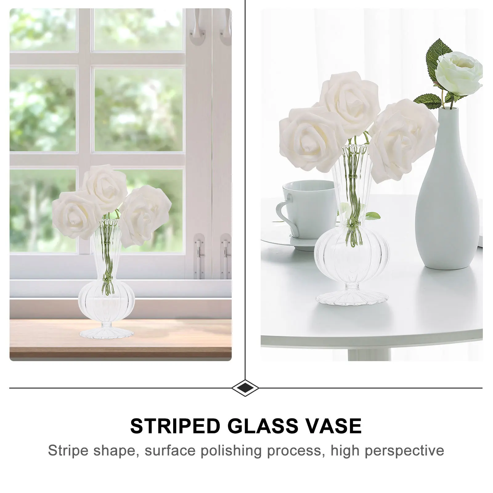 

Aesthetic Vase Flower for Flowers Striped Centerpiece Vases Home Decor Decorations