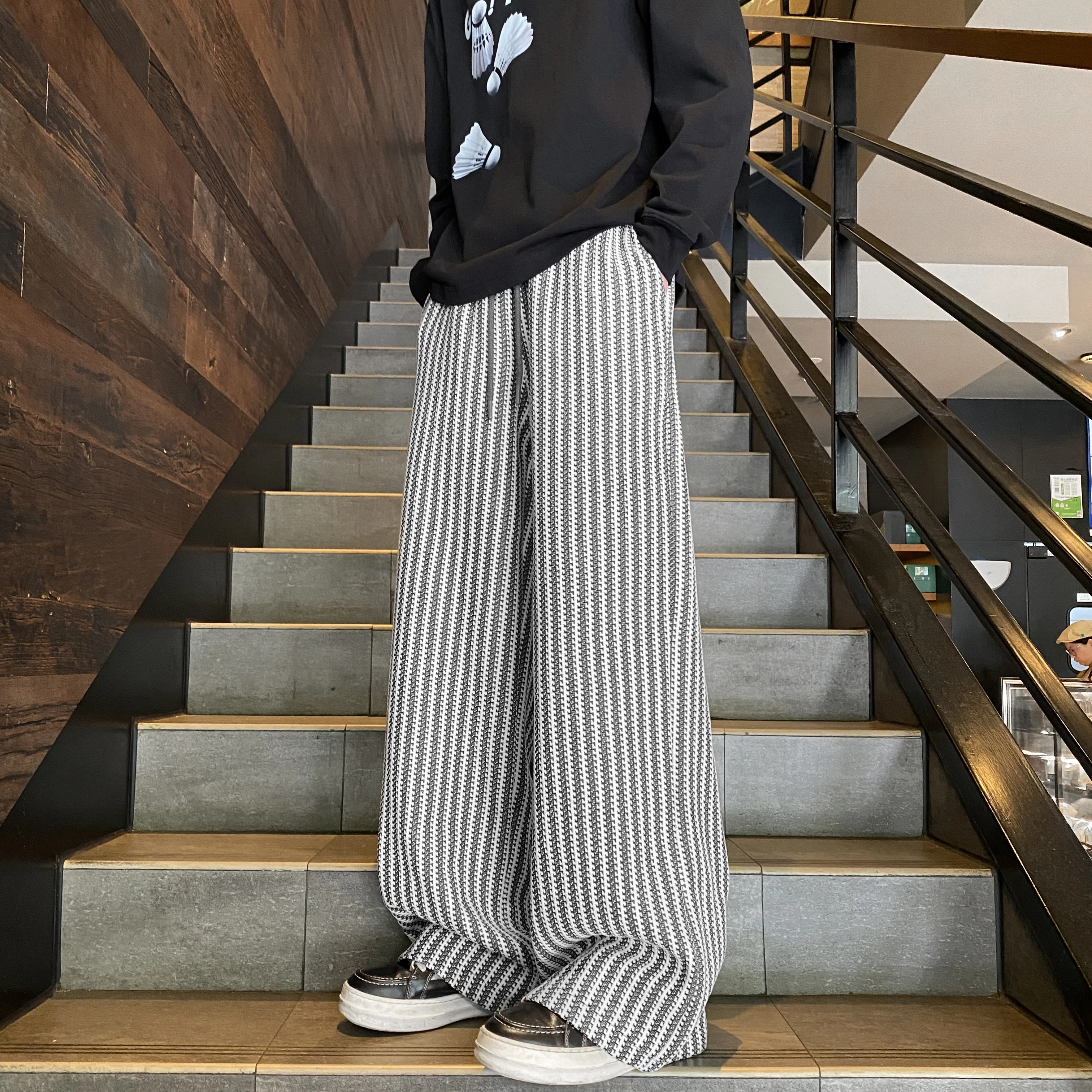 

Осень 2024, мужские джоггеры с узором «елочка», широкие спортивные штаны, свободные прямые уличные брюки, модные повседневные брюки, мужские джоггеры