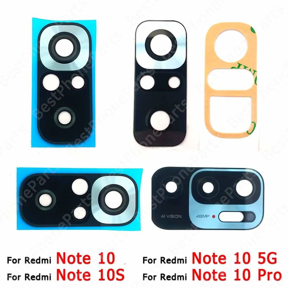 Back Camera Lens Glass for Xiaomi Redmi Note 10 Pro 5G 10S Rear Protective Glass With Glue Sticker Adhesive Spare Parts