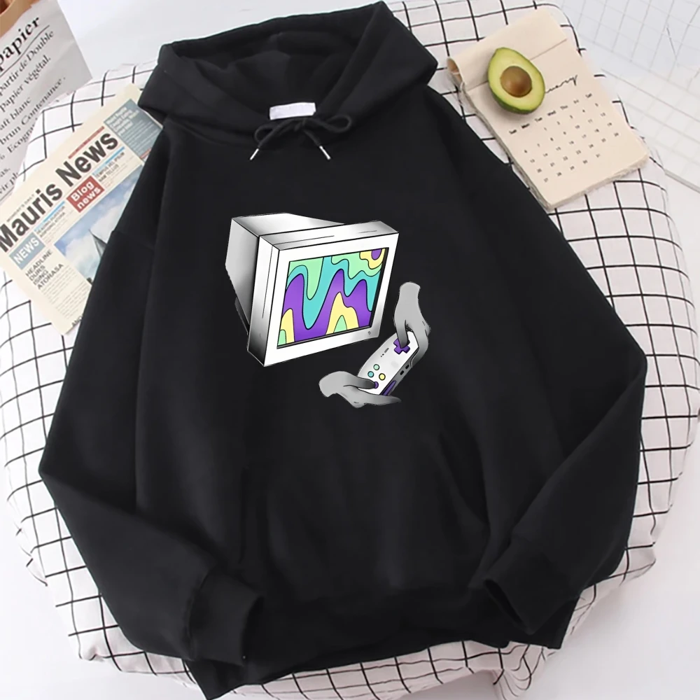 レトロコンソールパーカーノスタルジックなゲームデザイン秋冬カジュアルルーズ長袖クールユニークな快適な布着用トップス