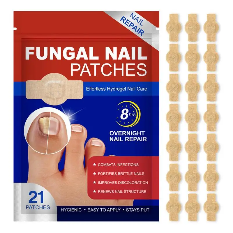 21 個足の爪パッチ柔軟な生地防水爪修理パッチ亀裂変色フットケア通気性陥入爪ステッカー