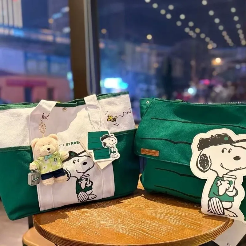 

Холщовая сумка-тоут с японским мультфильмом Снупи, кавайная студенческая сумка для хранения большой емкости, офисная сумка на одно плечо для поездок на работу