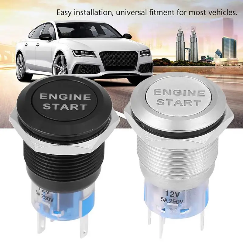 Auto Push Start Button Spin Auto Spin Metal Start Button Accessories Push Engine Start Stop Button Ignition Protective DIY Car