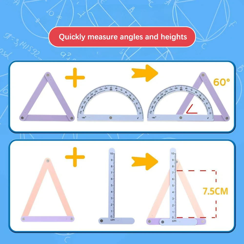 17 Piece Set of Magnetic Polygon Geometry Demonstrators, Featuring Parallelogram and Triangle Geometry Shapes